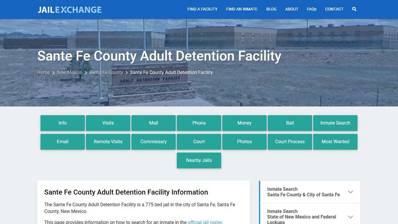 Sante Fe County Adult Detention Facility, NM Inmate Search, Information